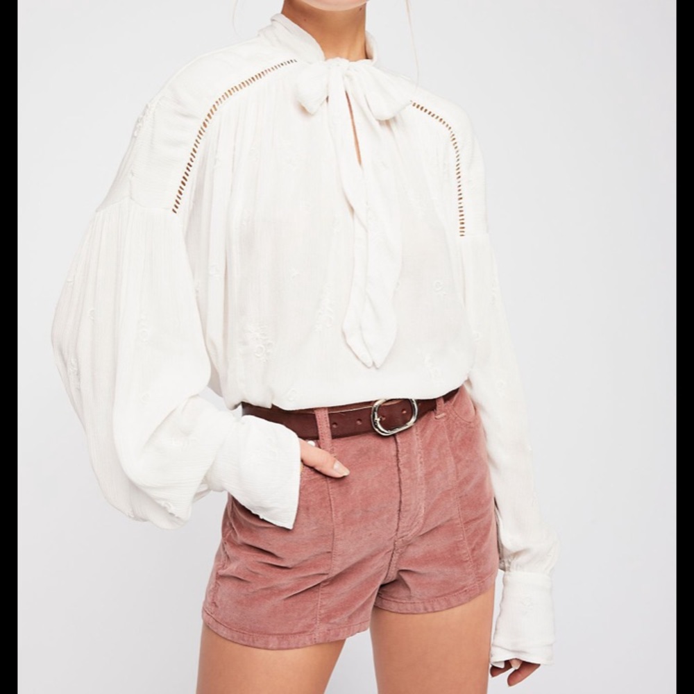 Like New FREE PEOPLE Wishful Moments Tie Neck Top